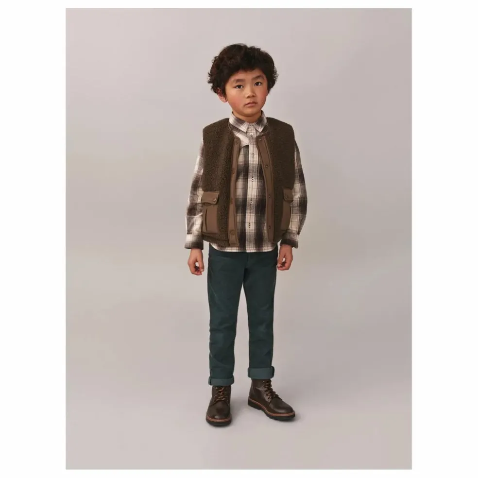 Veste Sans Manches Façon Sherpa Junior | Vert foncé