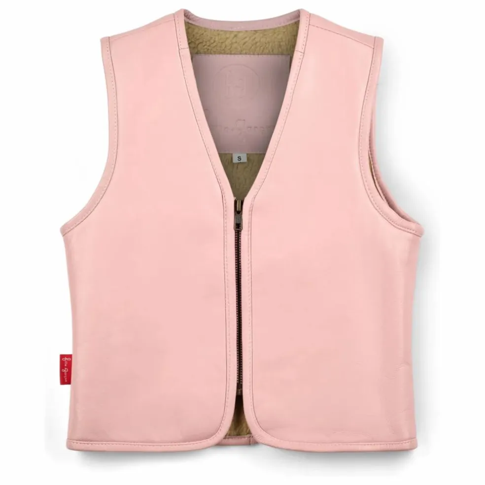 Veste Sans Manches Hold Ya Horses Cuir Nappa | Rose pâle