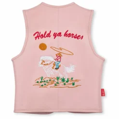 Veste Sans Manches Hold Ya Horses Cuir Nappa | Rose pâle