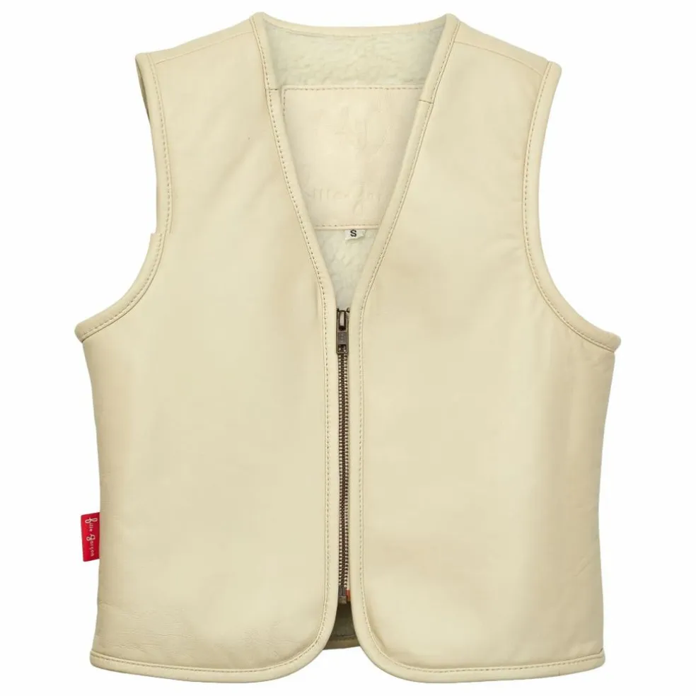 Veste Sans Manches Hold Ya Horses Cuir Nappa | Crème