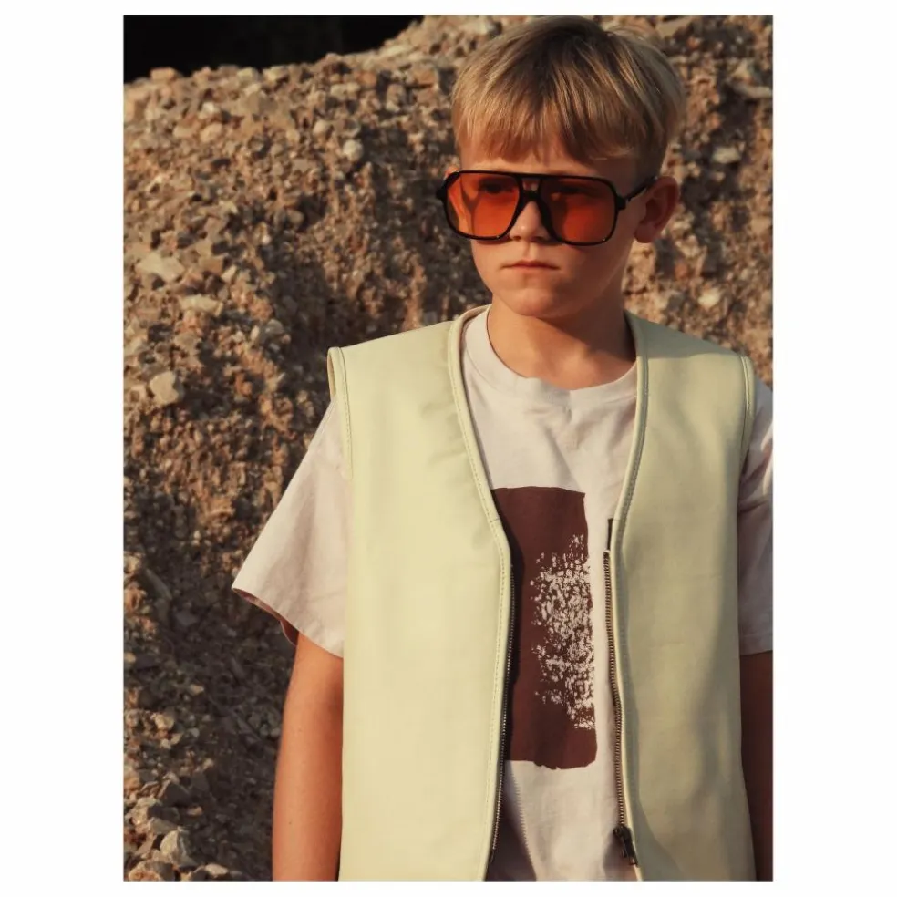 Veste Sans Manches Hold Ya Horses Cuir Nappa | Crème