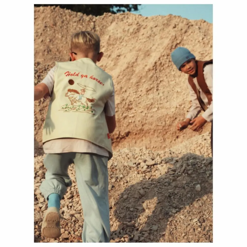 Veste Sans Manches Hold Ya Horses Cuir Nappa | Crème
