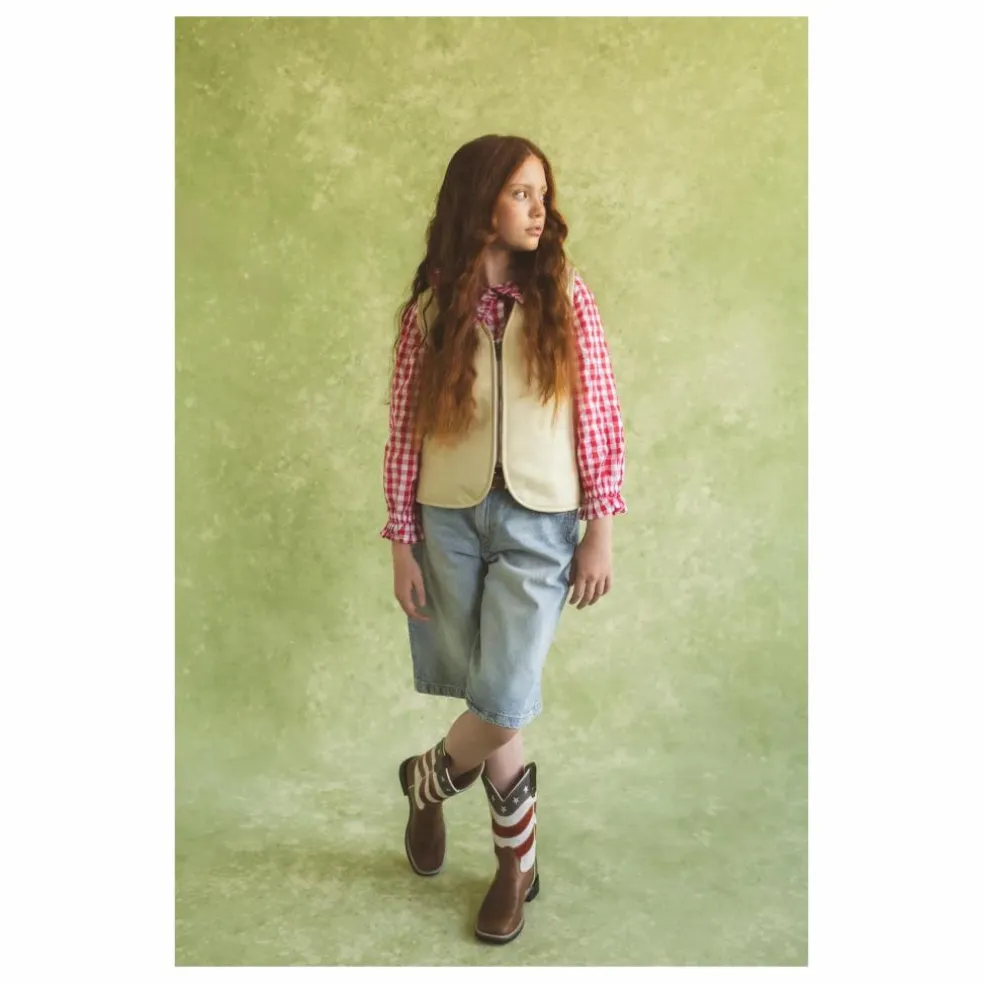 Veste Sans Manches Hold Ya Horses Cuir Nappa | Crème