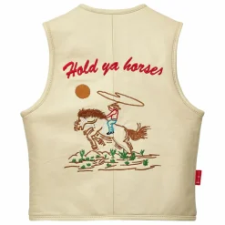 Veste Sans Manches Hold Ya Horses Cuir Nappa | Crème