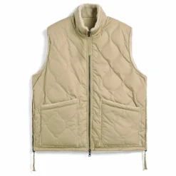 Veste Sans Manches Militaire Réversible Col Montant | Fauve