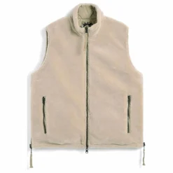 Veste Sans Manches Militaire Réversible Col Montant | Fauve