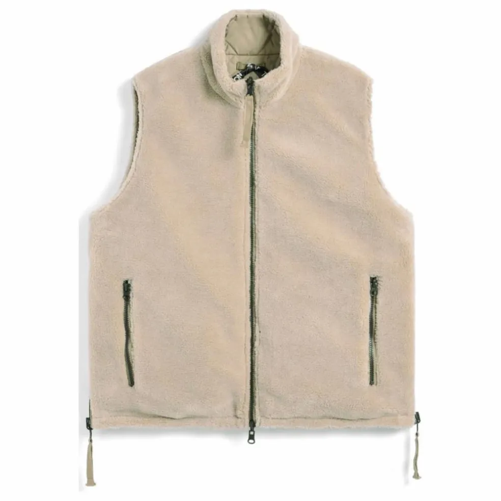 Veste Sans Manches Militaire Réversible Col Montant | Fauve