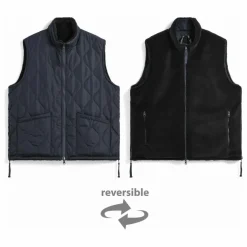 Veste Sans Manches Militaire Réversible Col Montant | Bleu marine - Noir