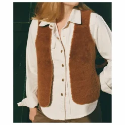 Veste Sans Manches Peau Lainée Mérinos | Marron