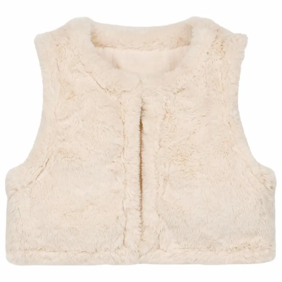 Veste Sans Manches Réversible Façon Fourrure Librana Coton Bio | Crème