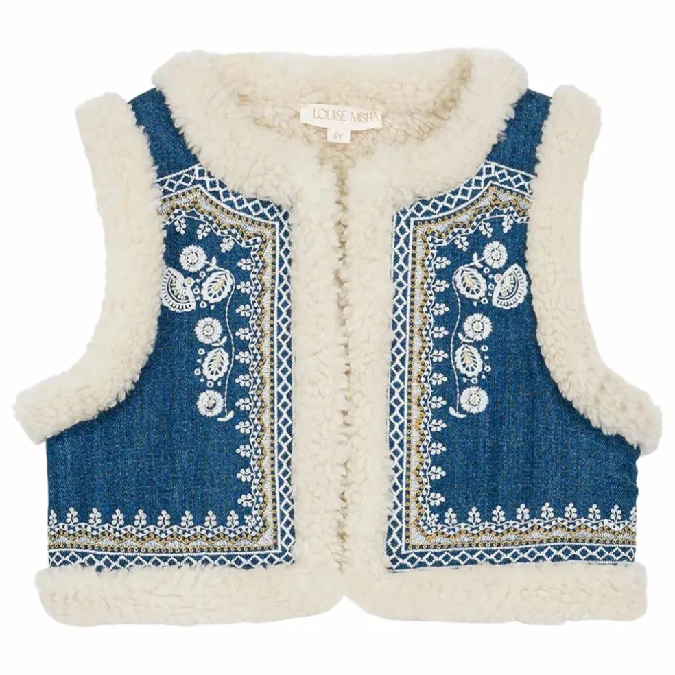 Veste Sans Manches Réversible Façon Fourrure Librana | Bleu jean