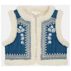 Veste Sans Manches Réversible Façon Fourrure Librana | Bleu jean