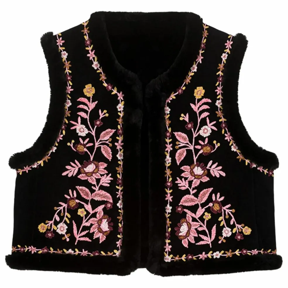 Veste Sans Manches Réversible Renée Velours - Collection Femme | Noir