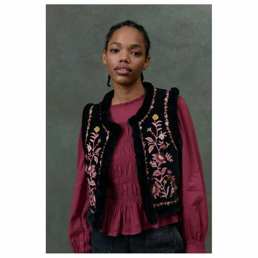 Veste Sans Manches Réversible Renée Velours - Collection Femme | Noir