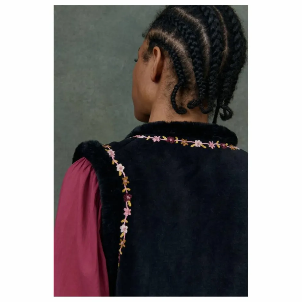 Veste Sans Manches Réversible Renée Velours - Collection Femme | Noir