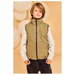 Veste Sans Manches Réversible Façon Sherpa Teddy | Vert olive