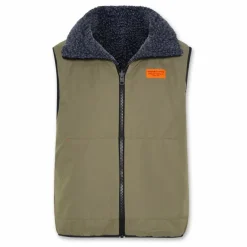 Veste Sans Manches Réversible Façon Sherpa Teddy | Vert olive