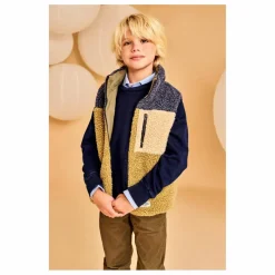 Veste Sans Manches Réversible Façon Sherpa Teddy | Vert olive