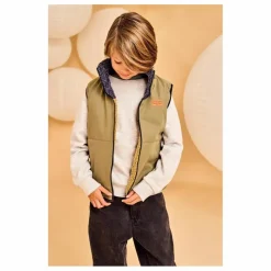 Veste Sans Manches Réversible Façon Sherpa Teddy | Vert olive