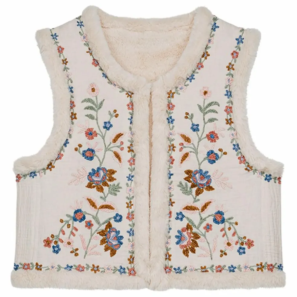 Veste Sans Manches Réversible Renée Double Gaze Coton Bio - Collection Femme | Crème