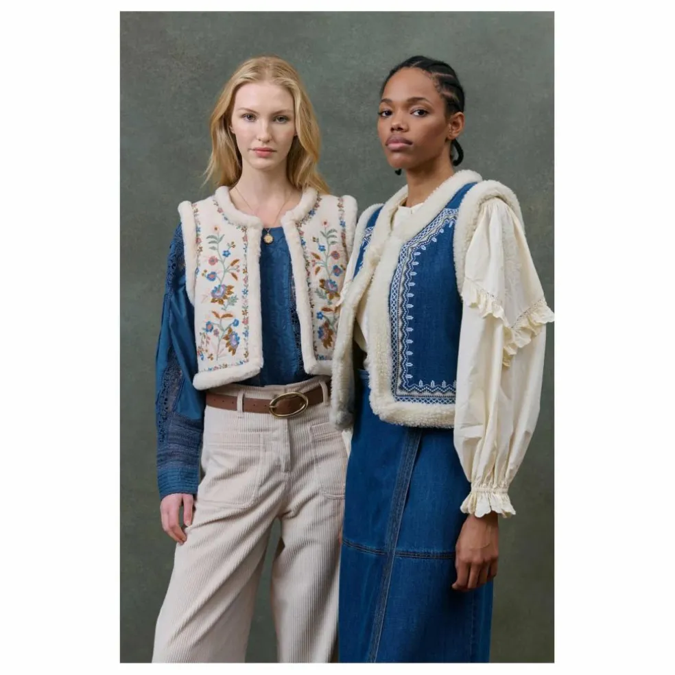 Veste Sans Manches Réversible Renée Double Gaze Coton Bio - Collection Femme | Crème