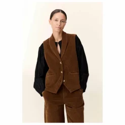Veste Sans Manches Vuela Velours Côtelé Coton Bio | Marron