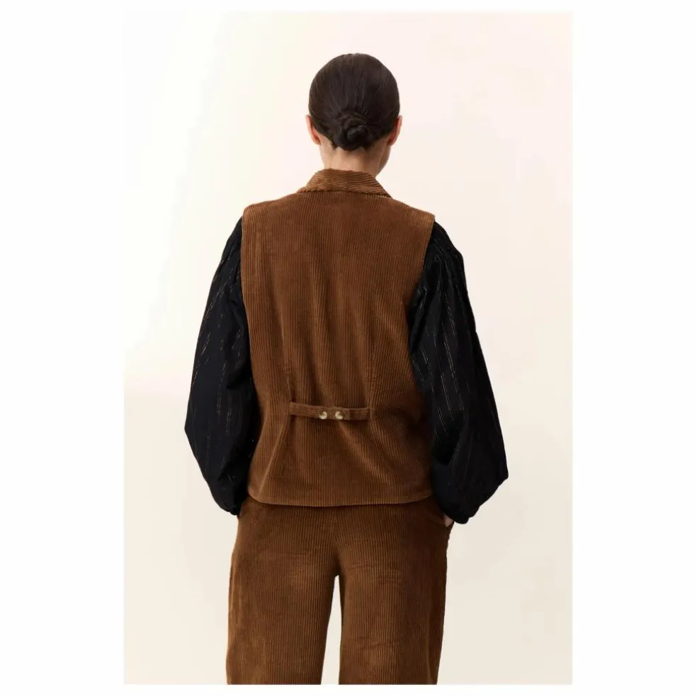 Veste Sans Manches Vuela Velours Côtelé Coton Bio | Marron