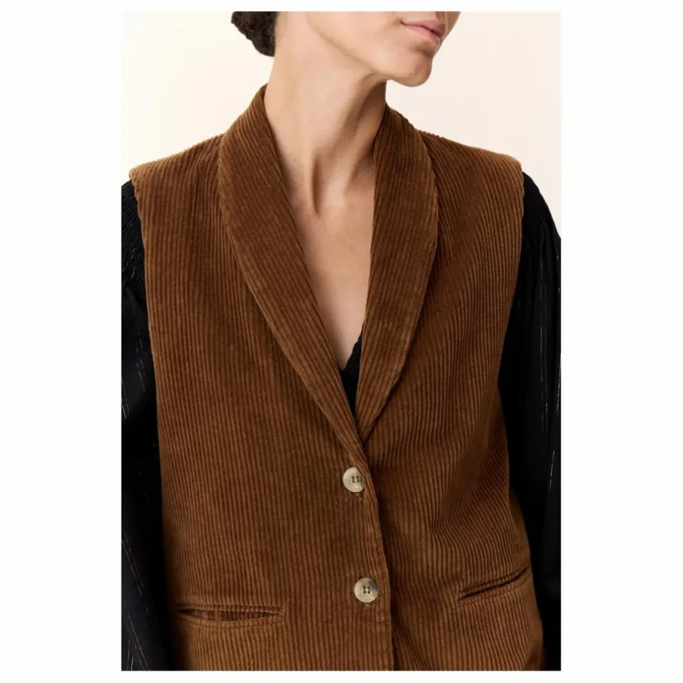 Veste Sans Manches Vuela Velours Côtelé Coton Bio | Marron