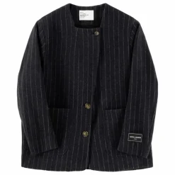 Veste Vafi Rayée Laine | Noir