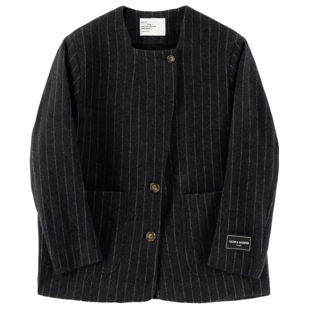 Veste Vafi Rayée Laine | Noir