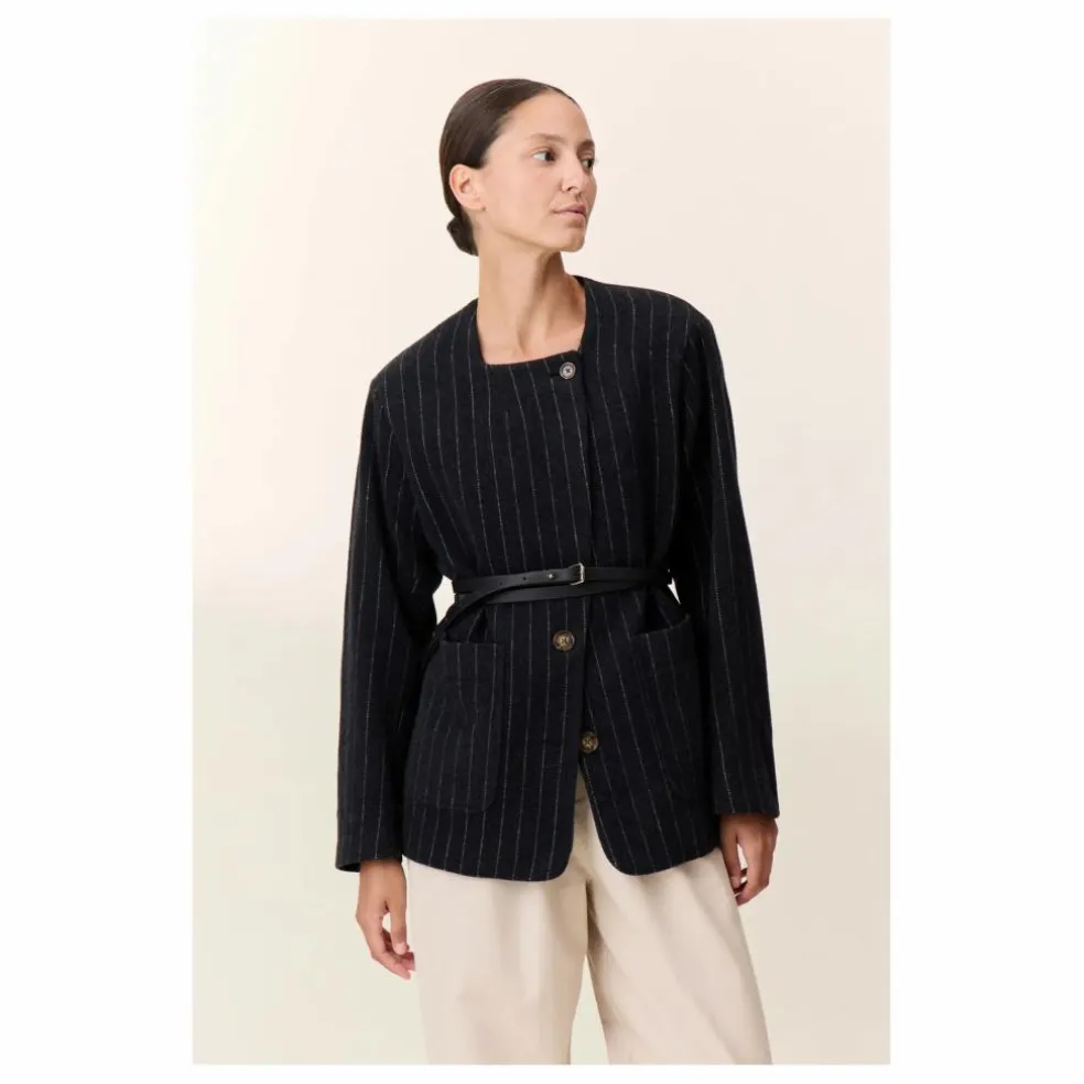 Veste Vafi Rayée Laine | Noir