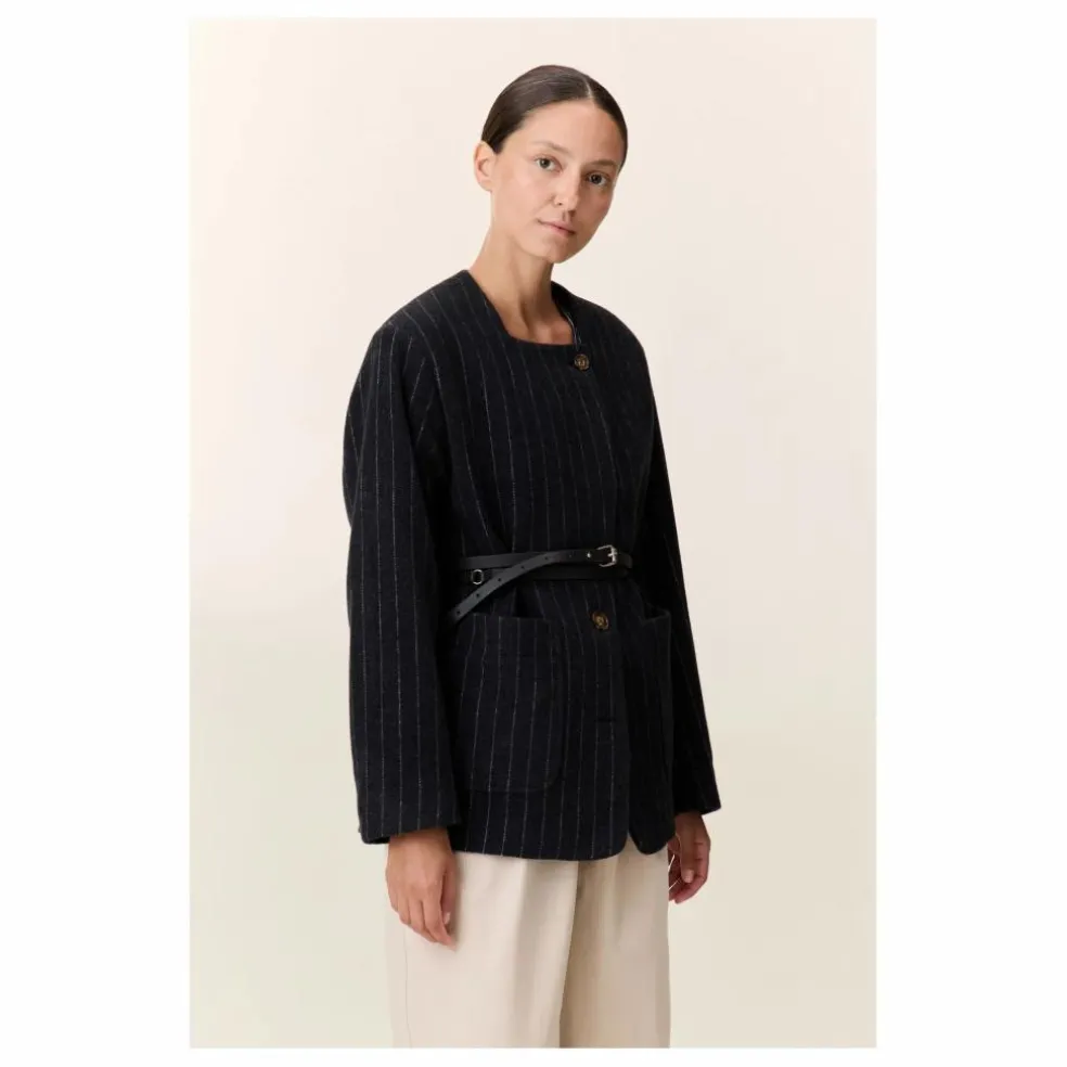 Veste Vafi Rayée Laine | Noir