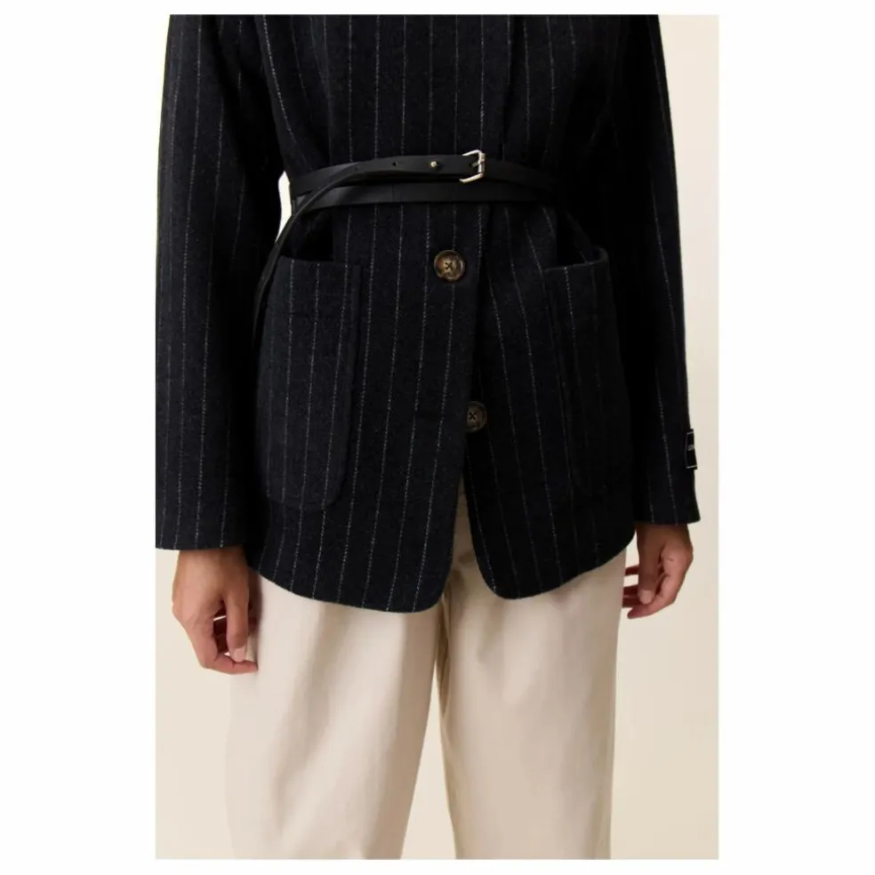 Veste Vafi Rayée Laine | Noir