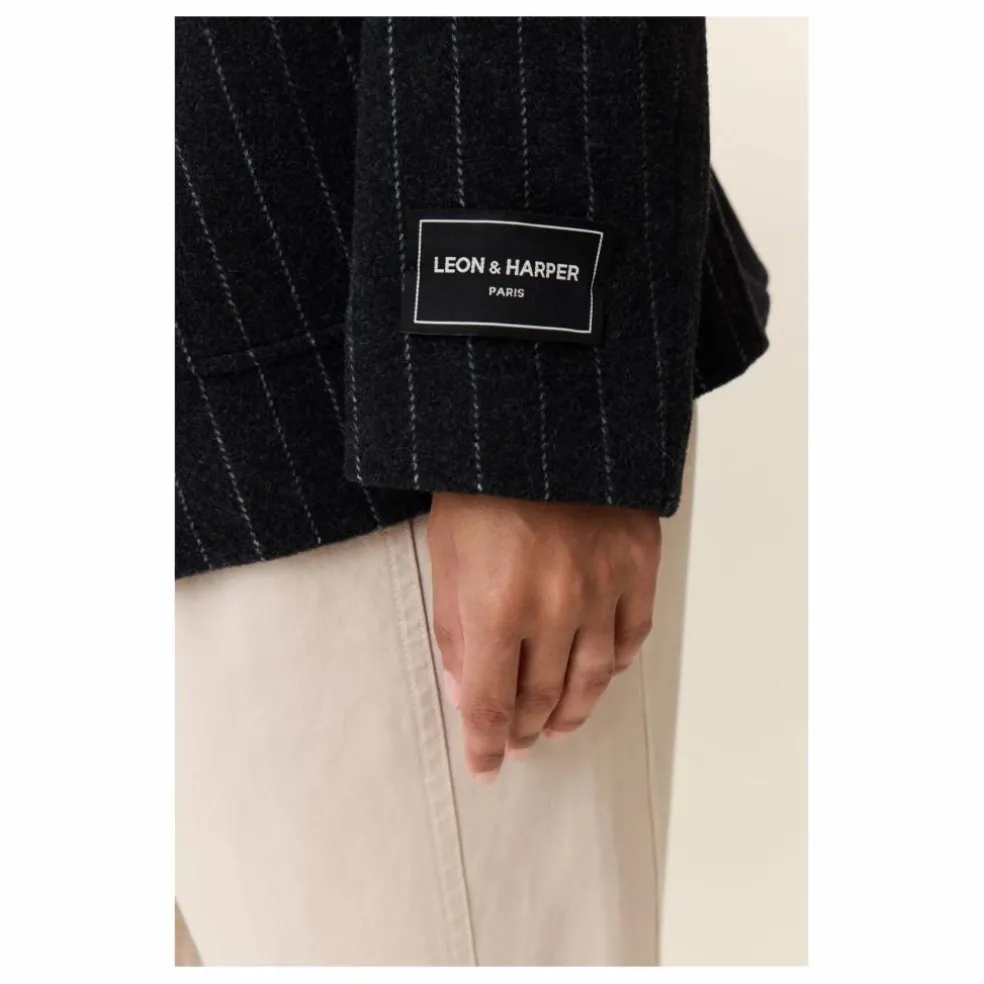 Veste Vafi Rayée Laine | Noir