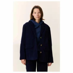 Veste Vivianne Velours Côtelé Coton Bio | Bleu marine