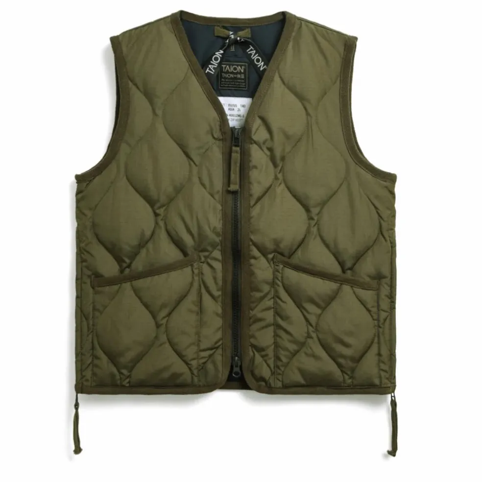 Veste Zippée Sans Manches Matelassée Military | Vert olive