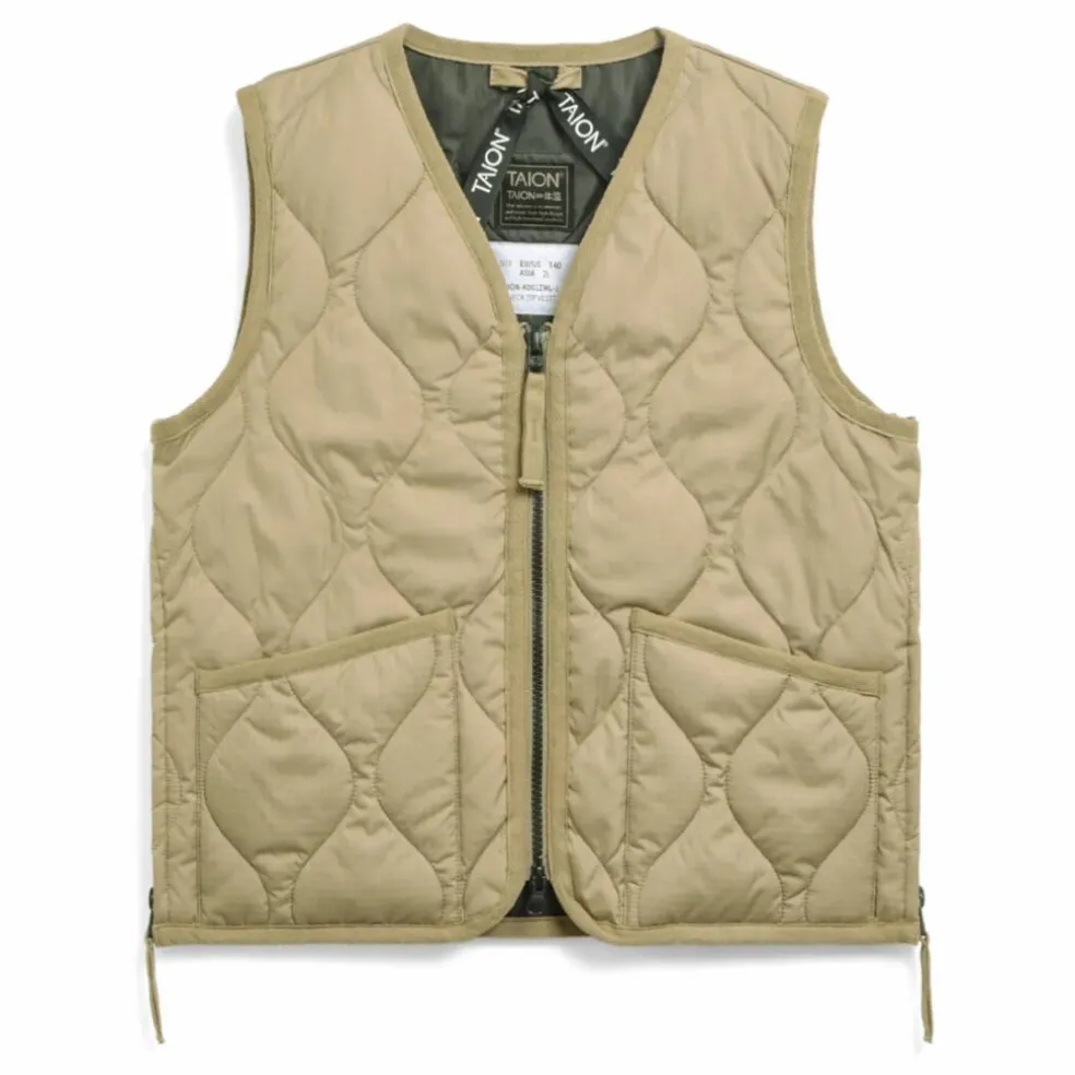 Veste Zippée Sans Manches Matelassée Military | Beige