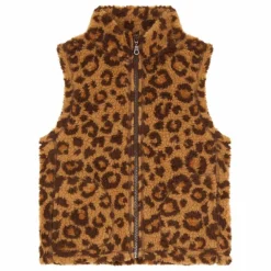 Veste Zippée sans manches Sherpa AOP animal | Marron clair