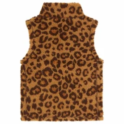 Veste Zippée sans manches Sherpa AOP animal | Marron clair