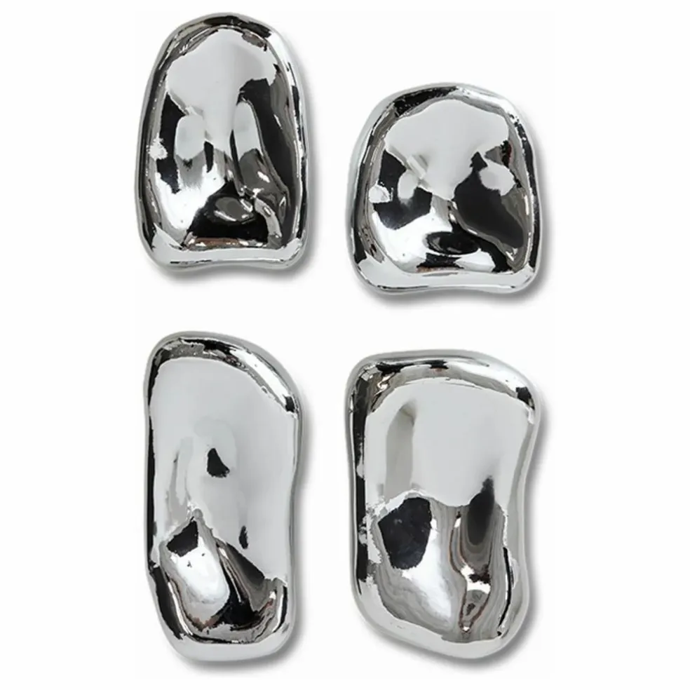 Wall-art en verre - Set de 4 | Chromé